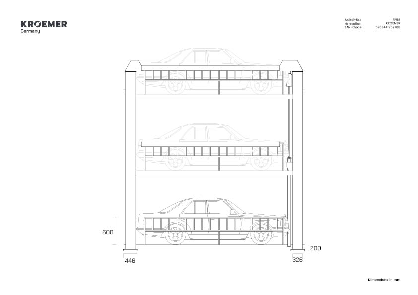Technische Zeichnung FP58 - Seitenansicht