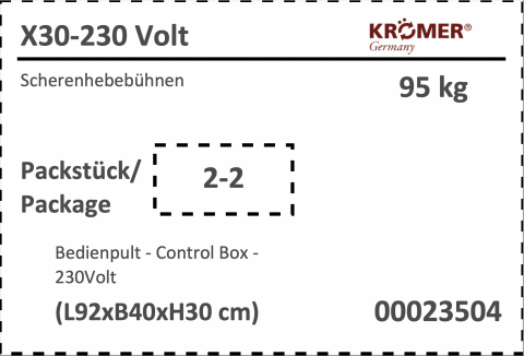 Label Bedienpult Model X30 Kurzhub Scherenhebebühne